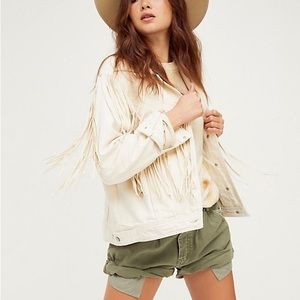 Free People Fringe Denim Jacket